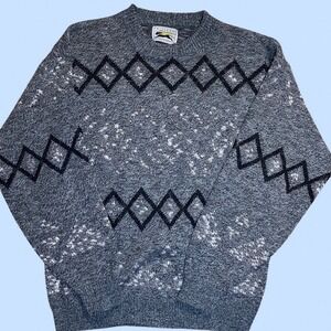 80's Le Tigre Pullover Sweater - Size Large - Black and Gray